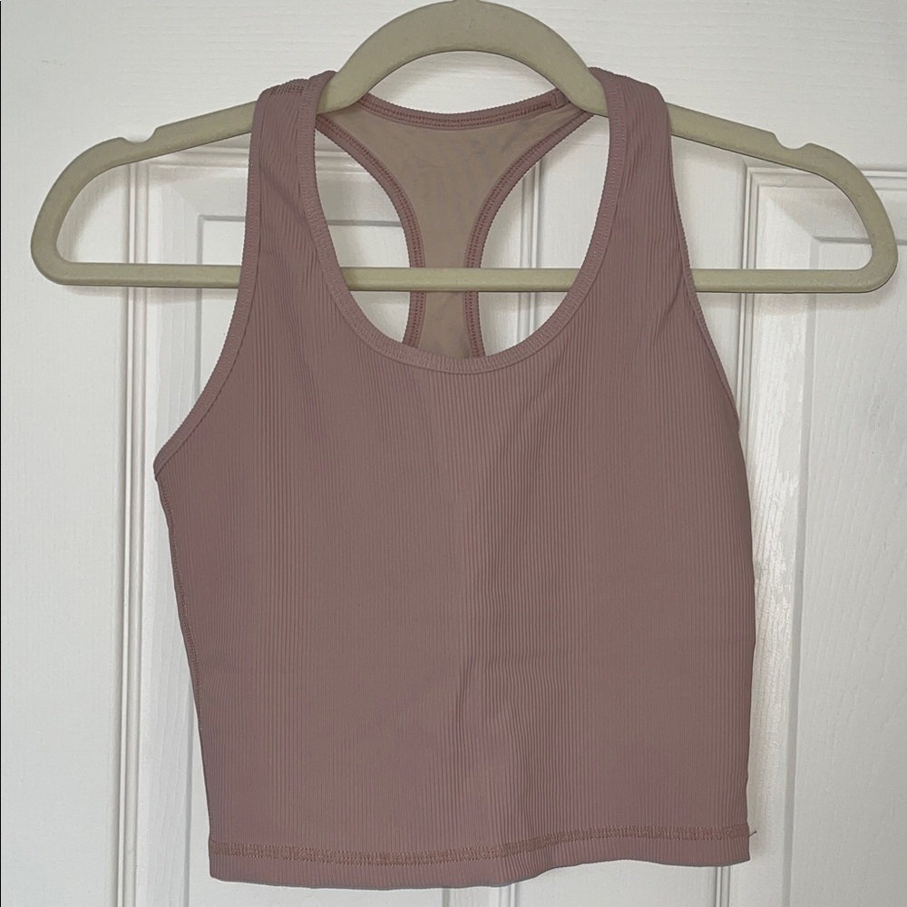 Weylyn Pink Ribbed Crop Tank Top